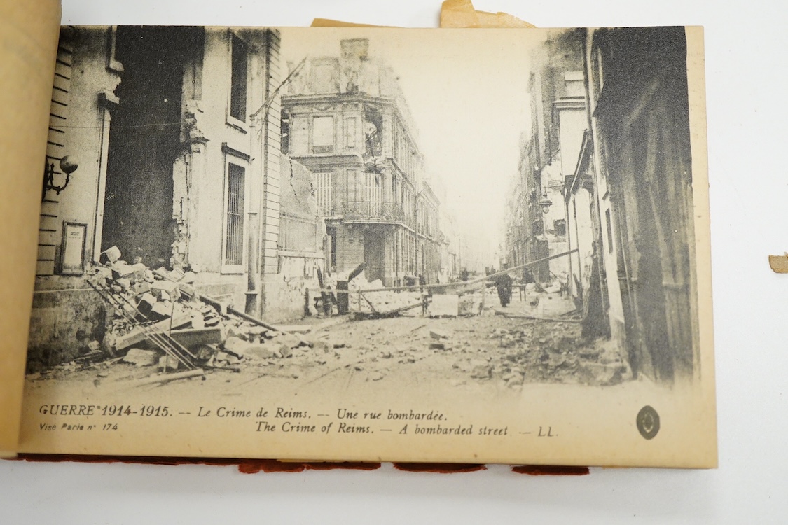 An album of Edwardian and later postcards and a small WWI La Guerre Europeenne booklet of postcards